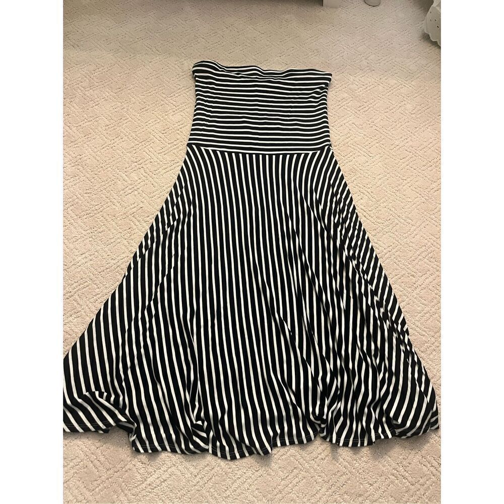 Felicity & Coco Black and White Strapless Midi Dress